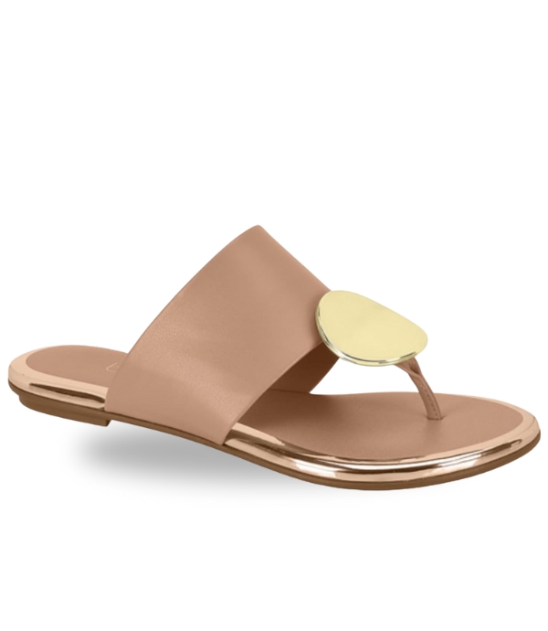 Beira Rio Napa Turim Toe Ring Flat Slip om Nude 39