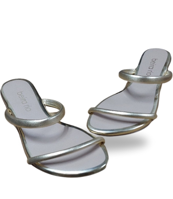 Beira Rio Tira Pronta Metalizado Premium Flat Gold 41