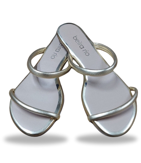 Beira Rio Tira Pronta Metalizado Premium Flat Gold 42