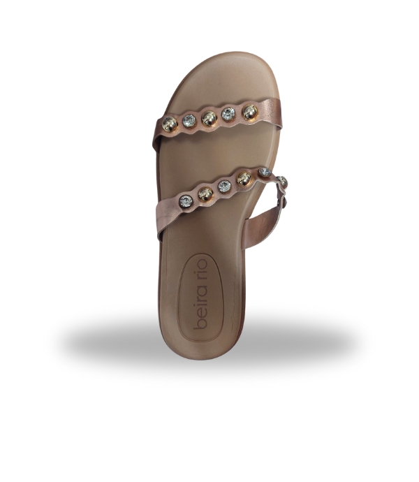 Beira Rio Metalizado Premium Slip on Sandals Gold 40 Pink 40