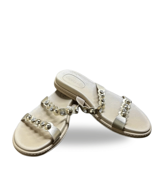 Beira Rio Metalizado Premium Slip on Sandals Gold 40 Gold 39