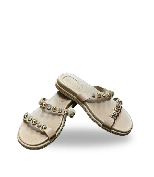 Beira Rio Metalizado Premium Slip on Sandals Nude 40