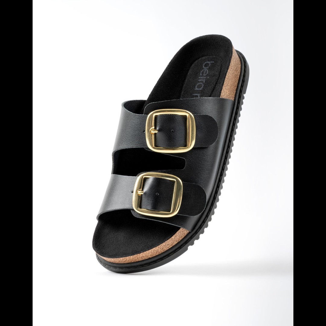 Beira Rio Napa Turim Strech Slip on Sandal Black 39