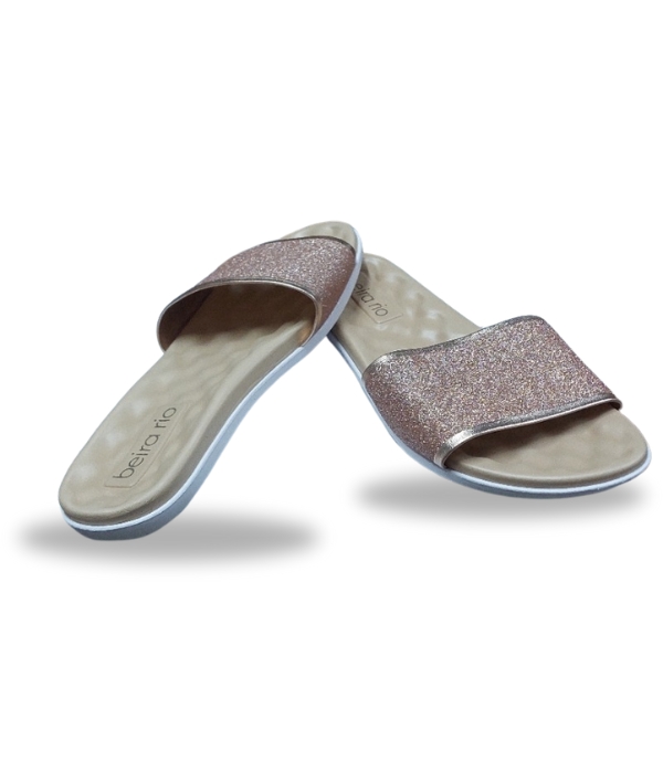 Beira Rio Tira Pronta Glitter Shine Gold Pink 39