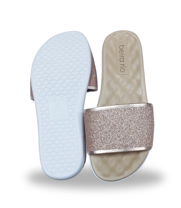 Beira Rio Tira Pronta Glitter Shine Gold Pink 41