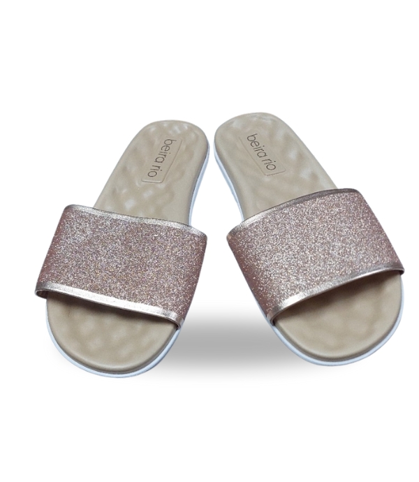 Beira Rio Tira Pronta Glitter Shine Gold Pink 42