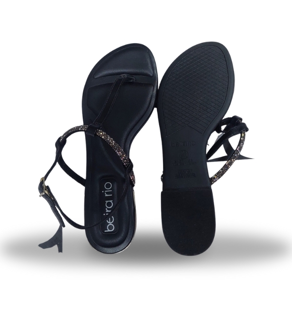 Beira Rio Tira Pronta Glam Aurra with Adjustable Strap Black 38