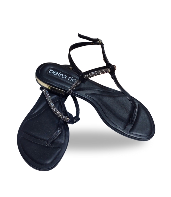 Beira Rio Tira Pronta Glam Aurra with Adjustable Strap Black 40